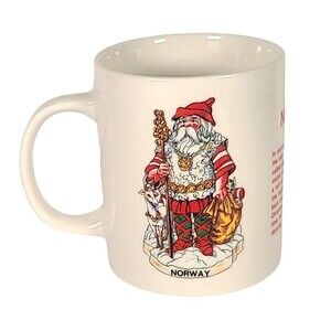 Santa's of the Nations Coffee Mug NORWAY JULESVENN Viking Christmas VTG Rare HTF